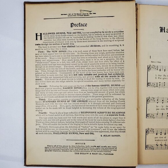 1909 Hallowed Hymns New And Old Gipsy Smiths Choir Special Edition plus membersh - Picture 6 of 8